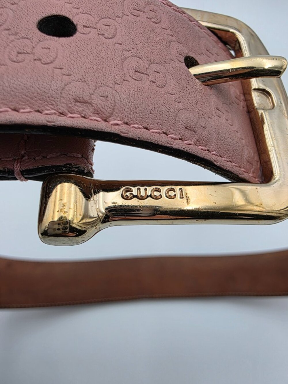 Gucci Microguccissima Leather Belt in Dusty Rose - Picture 6 of 11